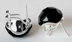 Летние 925 пробы серебряные ювелирные изделия черный граненый натуральный нефрит инкрустация Серьги гвоздики