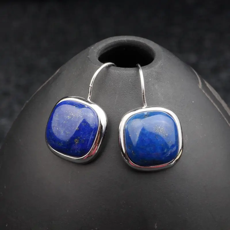 Женские серьги подвески из серебра 925 пробы с натуральным квадратом|earrings for|earrings