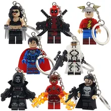 POGO Dark Red Armed Deadpool Super Heroes Keychain Super man Flash Storm Building Block Key Chain