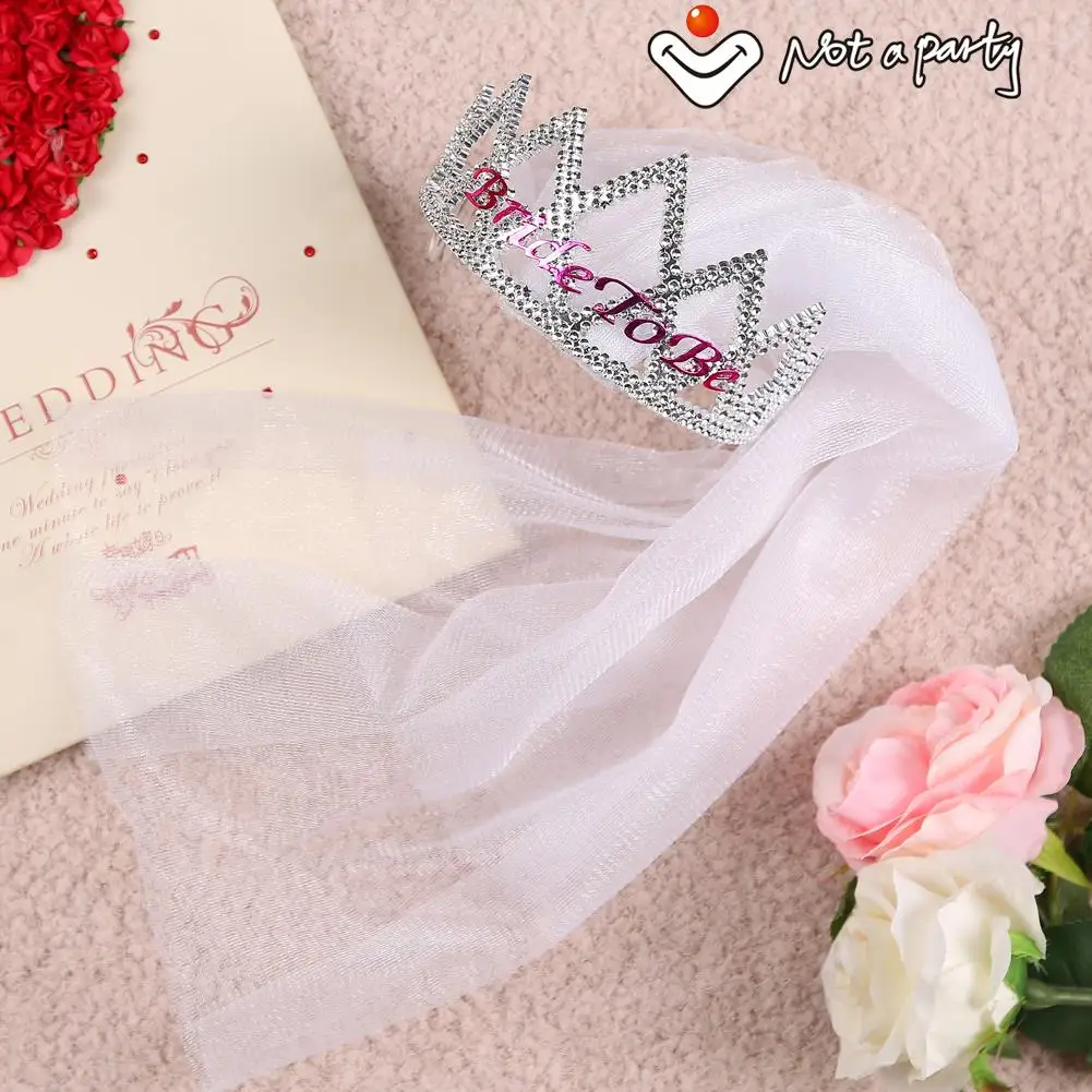 

Wedding events bridal veil on tiara & party hat hair accessories for bachelorette hen party event supplies decorative crafts