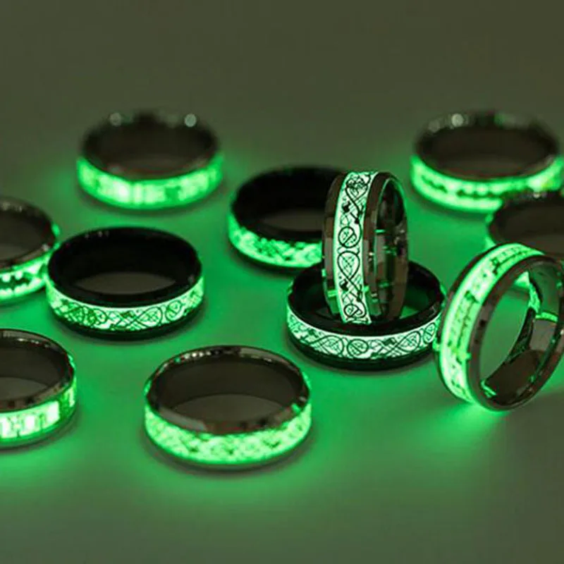 14 Kinds Luminous Fluorescent Glowing Skeleton Ring Men Stainless Steel
