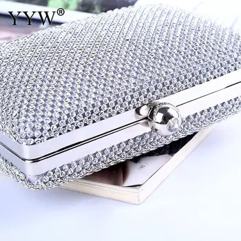 

Gold Crystal Ladies Evening Bags Rhinestone Day Clutch Party Dress Large Capacity Handbag Dinner Bag Chain Slant Luxury Banquet