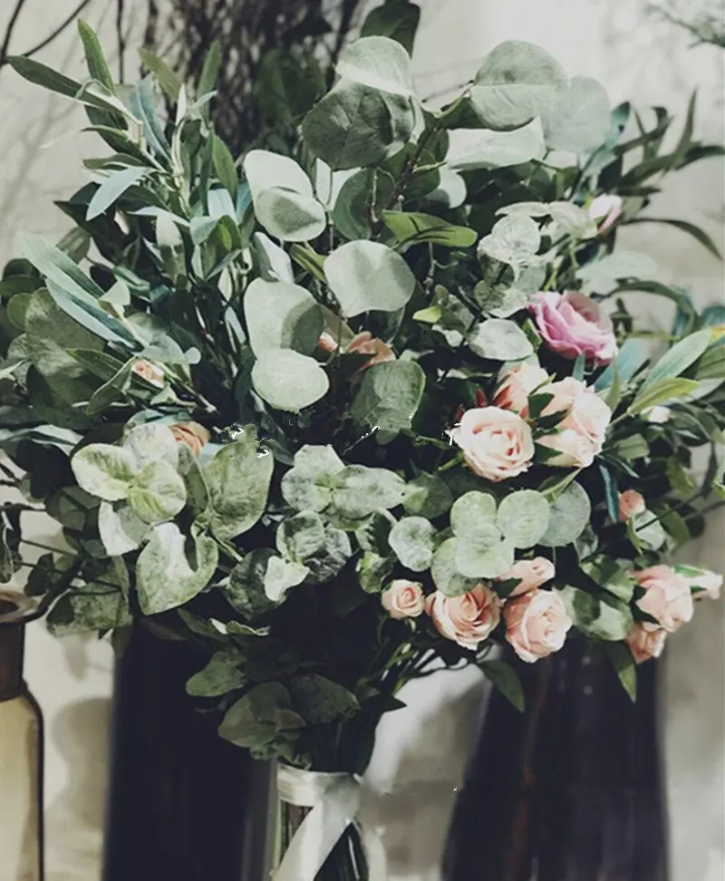 60 см Романтический Эвкалиптовый Шелковый цветок в скандинавском стиле для декорации дома свадебный букет цветов подходит к любой одежде
