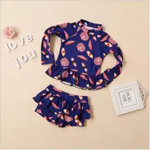 Купальный костюм для девочек, милое платье принцессы теплая и быстрая кружевная рубашка с длинными рукавами и длинными рукавами для девочек от 2 до 12 лет