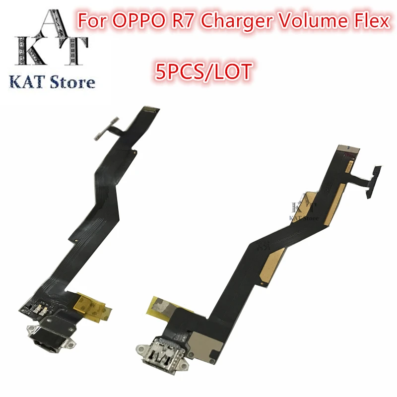 

5Pcs USB Charger Port Dock Connector Volume Flex Cable For OPPO R7 Repair Parts