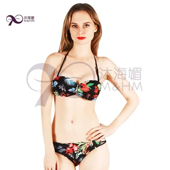 

2018 Sexy Bikinis Women Swimsuit Bandage Halter Beach Wear Push Up Bathing suits Print Swimwear Female Brazilian Bikini
