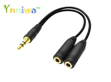1pcs black 3 5mm 1 in 2 couples audio line Earbud Headset Headphone Earphone Splitter For