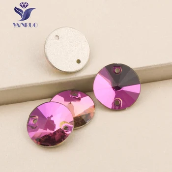

YANRUO 3200 Rivoli Rose Sewing Rhinestones Sew On Round Crystal FlatBack Rhinestone AAAAA Quality Decoration For Clothes