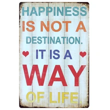 [Mike86] счастье является способом Олово знак Ретро искусства стены дома номер подарок декор AA-250 смешивания заказ 20*30 см