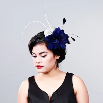 

16 colors elegant Ladies royal fascinators sinamay fascinator women linen feather hat wedding party hair accessories feather hat