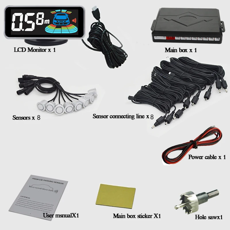 Sensor de aparcamiento 2018 8 sensores coche de marcha atrás Radar aparcamiento coche Detector asistencia aparcamiento Radar reverso