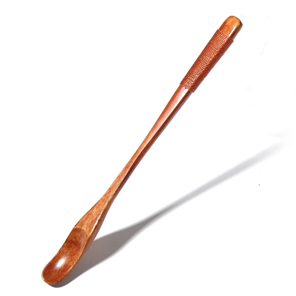 

20cm Wooden Home Wind Stirring Tableware Long Handle Kitchen Tools Multifunctional Milk Tea Coffee Spoon