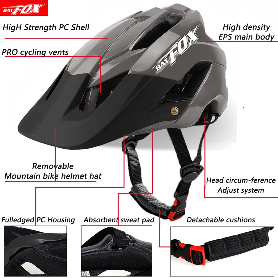 BATFOX 2019 велосипедный шлем интегрально Формованный MTB дорожный светоотражающий
