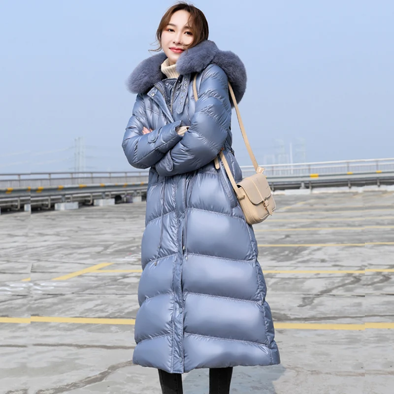 Goede 2019 Winter 90% Witte Eendendons Jas Vrouwen Dikke Warme Hooded Jassen Grote Echte Vos Bont Slanke Vrouwelijke Lange Down parka Overjas