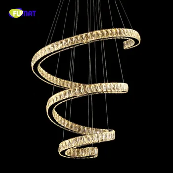 

FUMAT Modern Rotates K9 Crystal Design K9 Crystal Stainess Steel LED Pendant Lighting Luxury Lustres Lamp Personality Creative