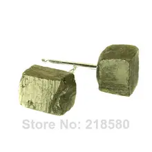 H-ce49 Boho Стиль Jewelry Cube Пирит Серьги-гвоздики серебро или золото