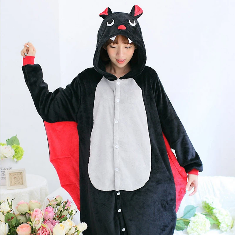 Special Offer Women's Animal Bat Pajamas Animal Full Sleeve Hooded