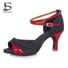 2017 Hot Sale Latino Woman Dancing Shoes Tango Salsa Ballroom Latin Chacha Jive Dance Shoes High Heel For Ladies Girl Black Red