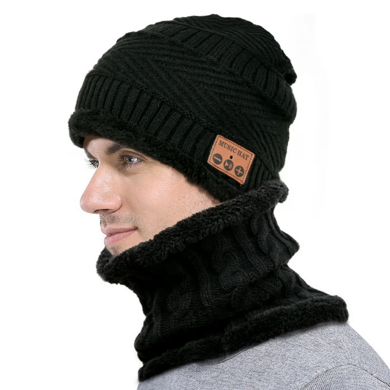 Мужская и женская Bluetooth шапка Беспроводная вязаная шапка для наушников зимняя теплая вязаная шапка комплект