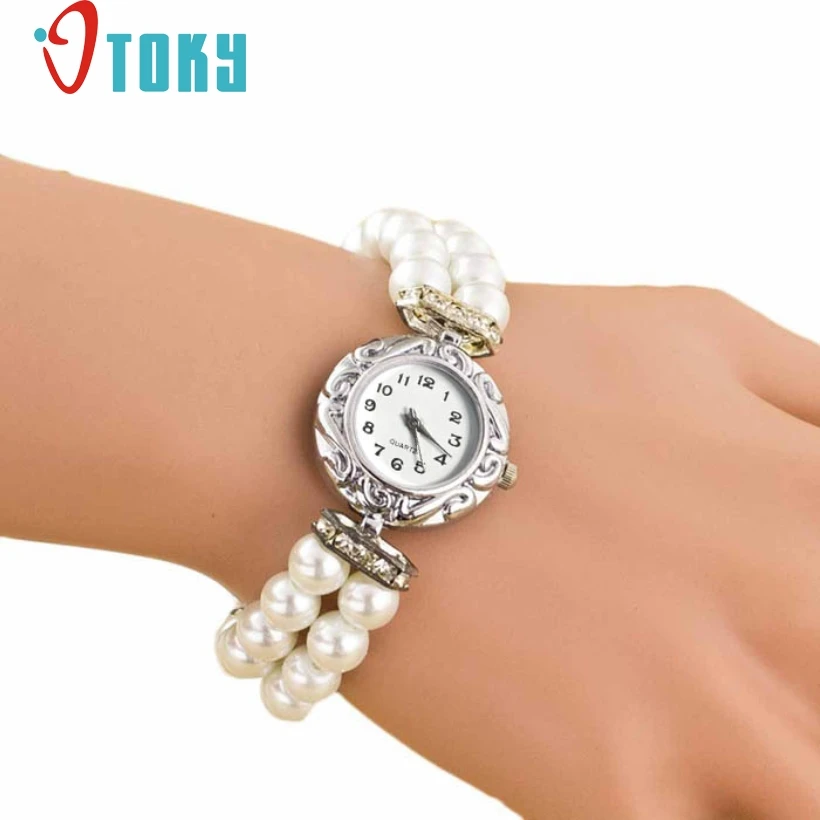 

Creative Watches 1PC Women Students Beautiful Brand New Pearl Bracelet Quartz Watch Women relogio masculino relogio feminino
