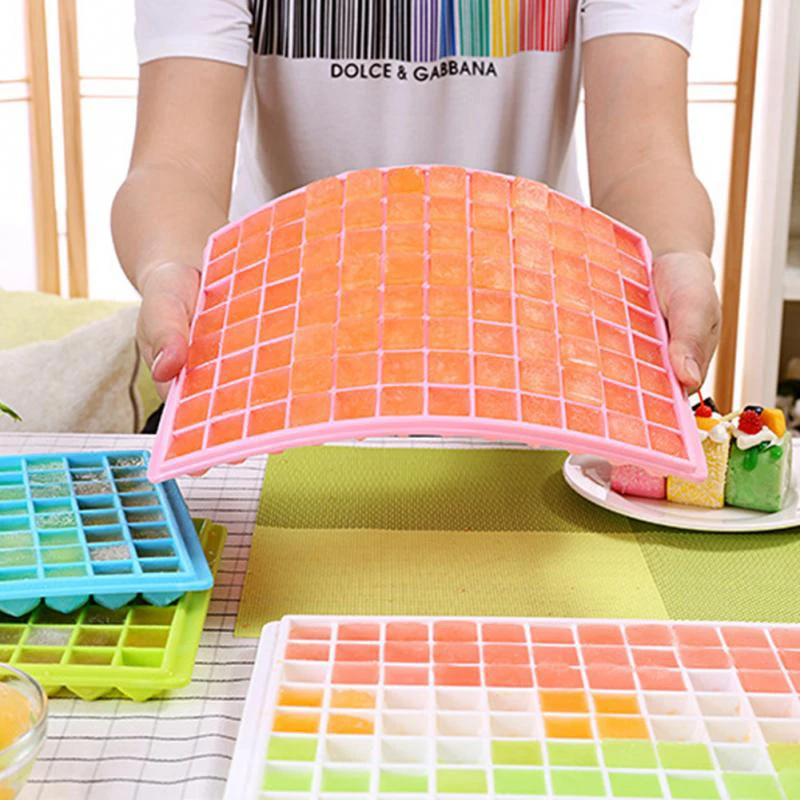 

New 2019 Mini Creative Plastics Ice Making Cube Mold Trays 18 Cubes Ice Cream Tools Eco-Friendly Silicone Home Kitchen Hand Tool