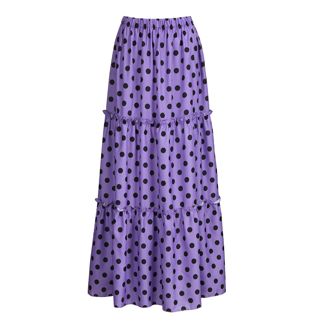 Для женщин юбки faldas shein saia harajuku Высокая талия в горошек юбка свободного кроя с воланами, плиссированное юбка#50