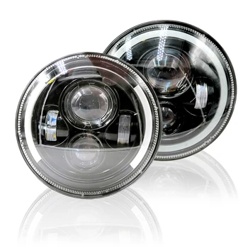 

Hot Selling 7 inch LED Headlight Halo Angle Eyes Led Headlamp 12v 60W For Jeep Wrangler Head Lamp Bulbs High & Low Beam