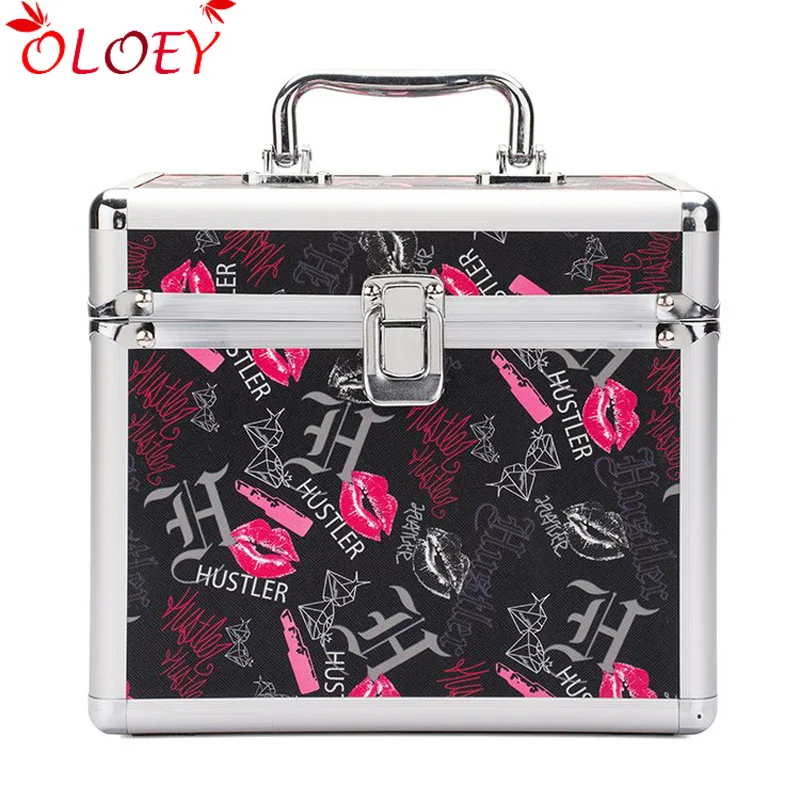 

Professional Aluminum Makeup Case Portable Travel Jewelry Cosmetic Organizer Box With Mirror Beauty Vanity Brush Storage Bag