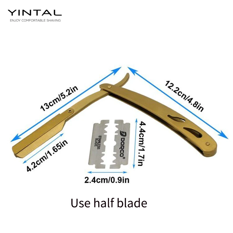 Мужские парикмахерские инструменты для бритья, бритва и лезвия, антикварный черный складной нож для бритья, нержавеющая сталь, прямой держатель для бритвы