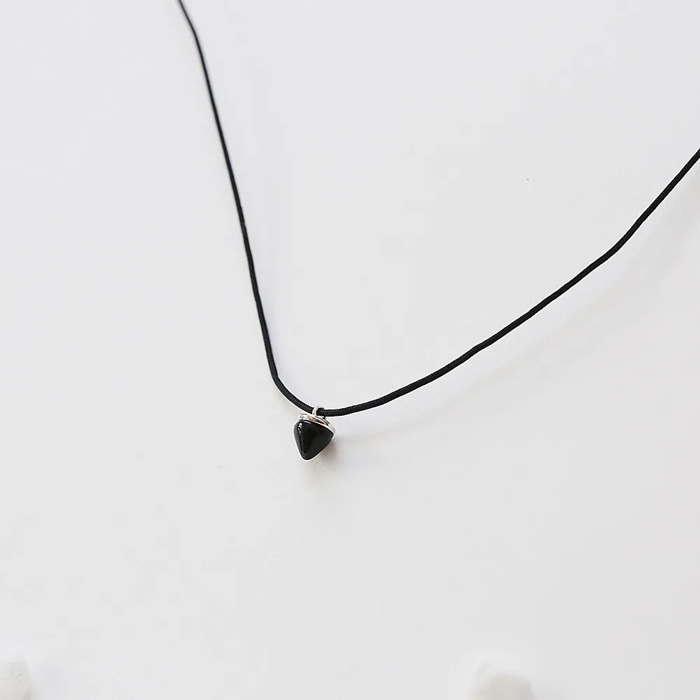 black cone rope necklace 100% 925 Sterling silver nacklace Jewellery Clavicle chain pendant charms gift chocker