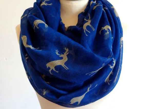 Рождественский шарф с оленями шелковый шарф бесконечность шарф для женщин петля аксессуары для шарфа