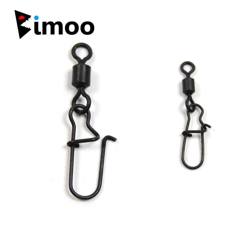 

Bimoo 50pcs Matt Black Rolling Swivel with Snap Carp Brass Fishing Accessories Terminal Tackle