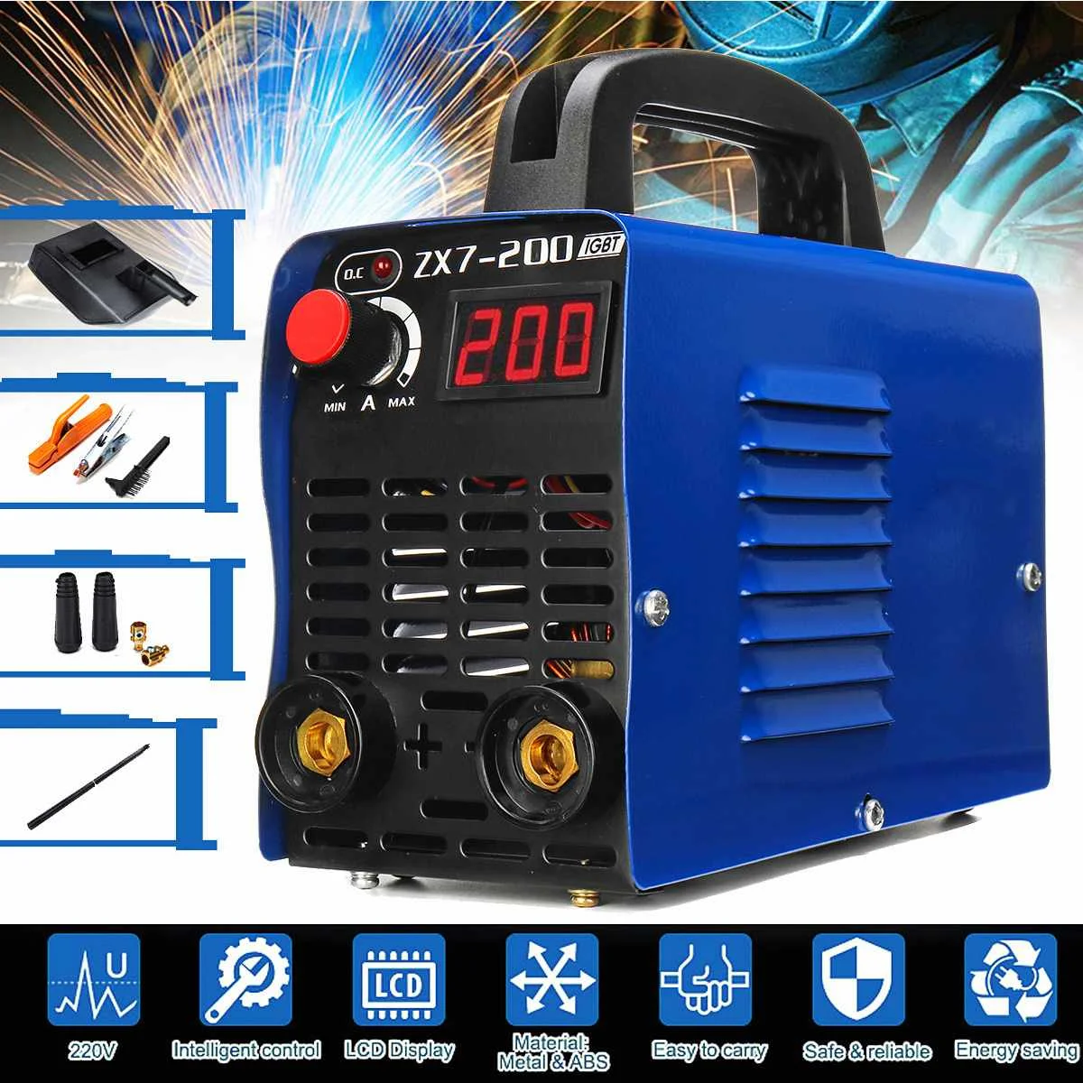 

4000W 20A-200A LCD Display Handheld Mini IGBT Inverter Electric Welding Machine High Frequency Arc Welders Inverter Machine Tool