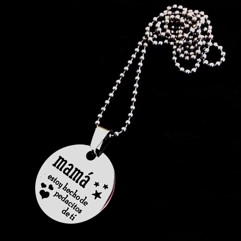 

Spanish Mother Gift Stainless Steel Necklace Star Love Heart Pattern To Mom Fashion Jewelry Pendant 1 PCS Mother's Day Present