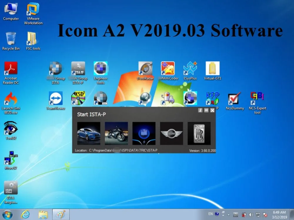 2019 03 V для BMW ICOM A2 b c программное обеспечение ISTA D 4 15 P3.66 в 500 Гб hdd мульти языки с CF19