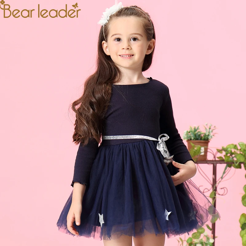 

Bear Leader Girls Dresses 2018 New Fashion Princess Clohting Net Yarn Dress Pentagram Waistband Decoration Ball Gown For 3-7Y