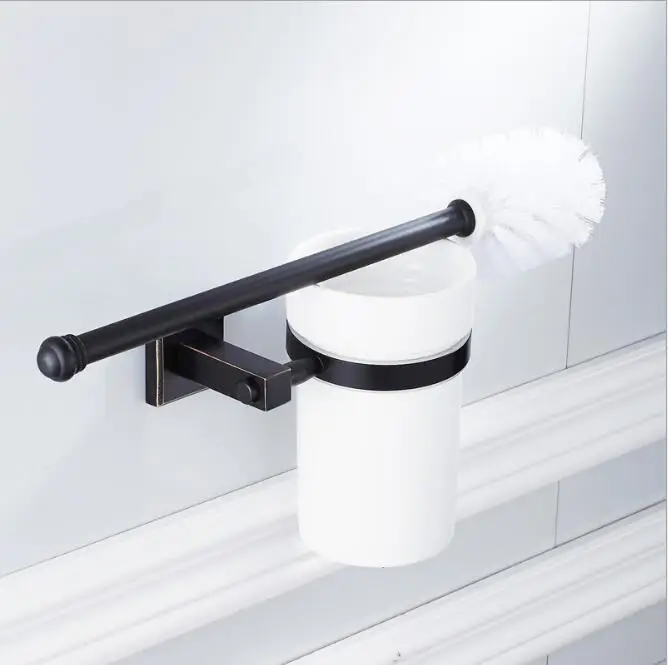 Wall Mounted Bathroom Accessories Brass Square Toilet Brush Holder