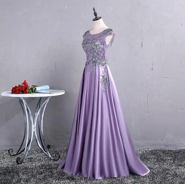 VENSANAC 2018 Vintage O Neck Crystals Embroidery Long A Line Evening Dresses Elegant Lace Tank Satin Party Prom Gowns