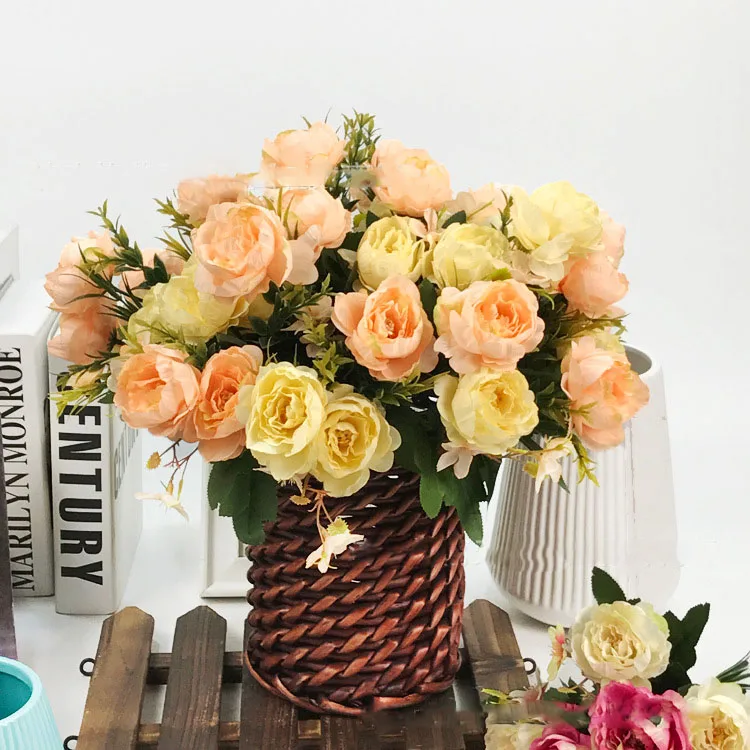 Йо Чо Свадебный букет невесты ручной Букет искусственного шелка Пион цветок DIY домашние вечерние ложные цветы оформление