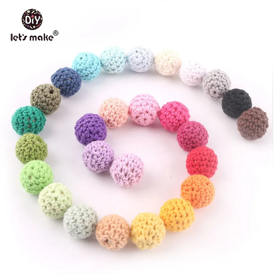 Let's Make 16mm 10pc Wooden Crochet Beads Chewable Beads DIY Wooden Teething Knitting Bead Jewelry Crib Sensory Toy Baby Teether Baby Teething Items discount