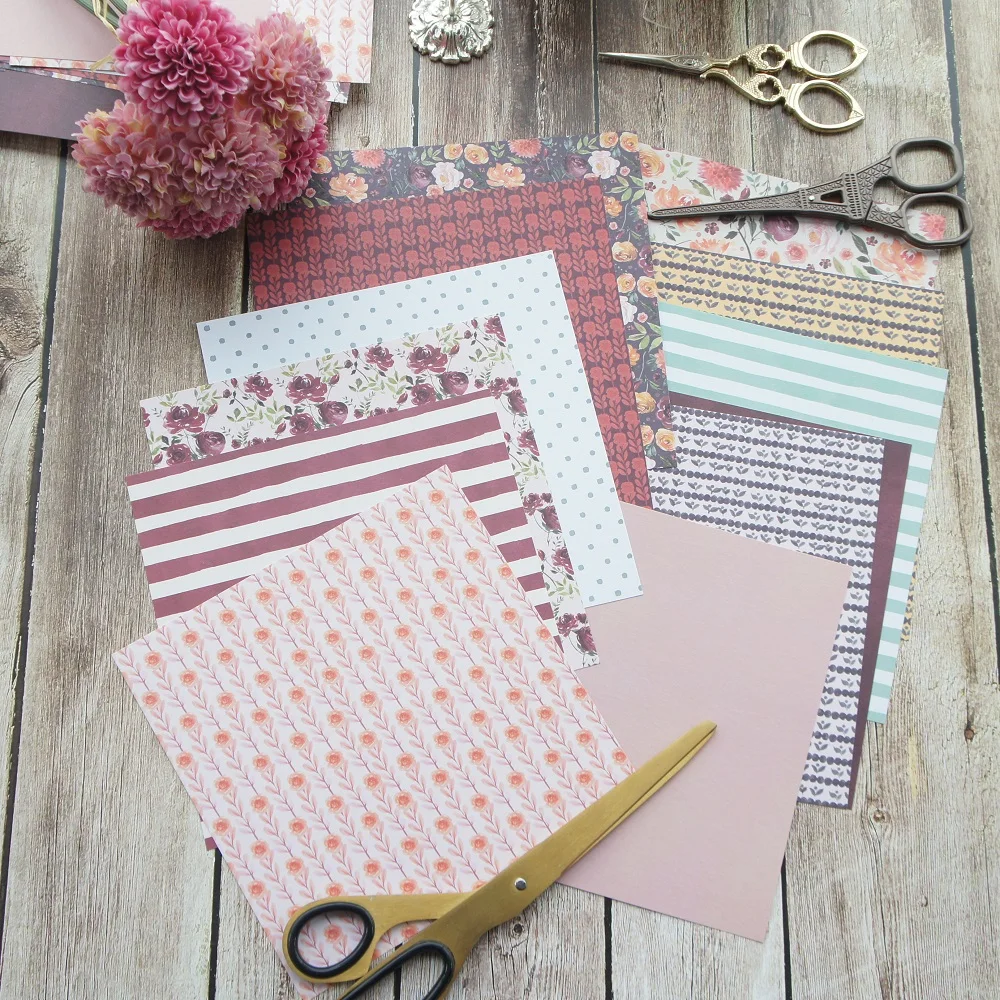 

24 sheets DIY 12 style 15.2*15.2cm dark color rose garden theme craft paper scrapbooking creative paper DIY gift