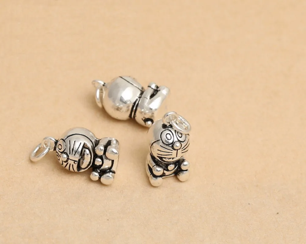 

S925 pure silver lovely personality DORA A dream jewelry accessories Jingle cats small pendant D113