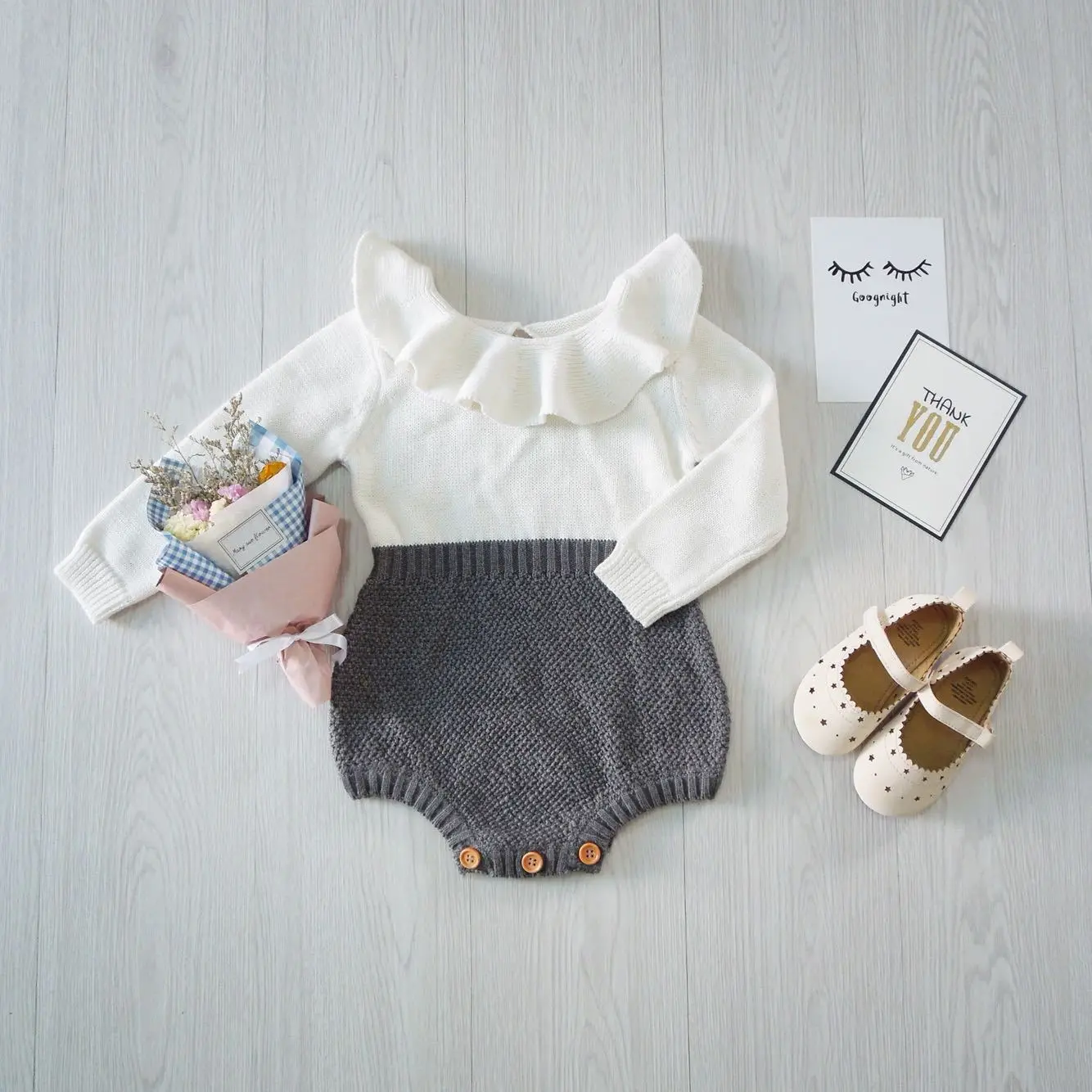 Ins Hot Autumn Toddler Baby Girl Clothings Ruffles Princess Girl Sweet Knitted Overalls Infant Romper 9M