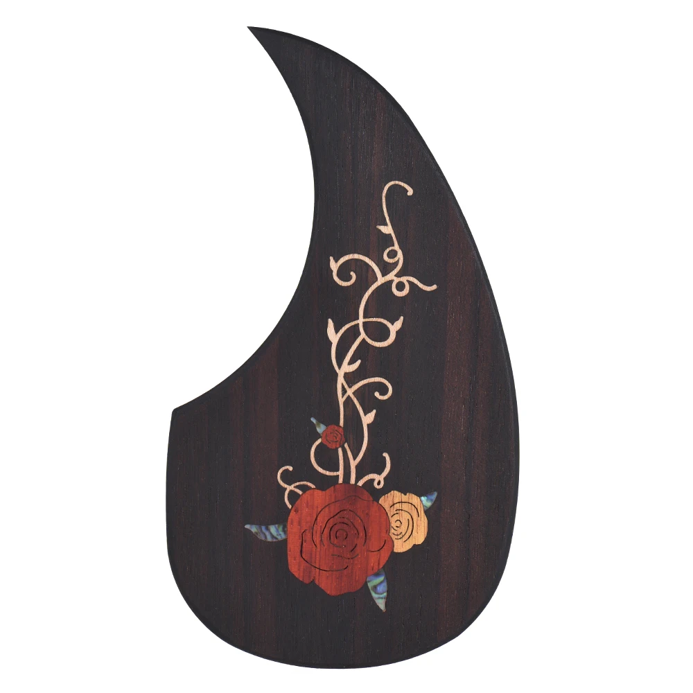 Wooden Guitar Pickguard Pick Guard for 40" 41" Acoustic Guitars Ebony Wood with Decorative
