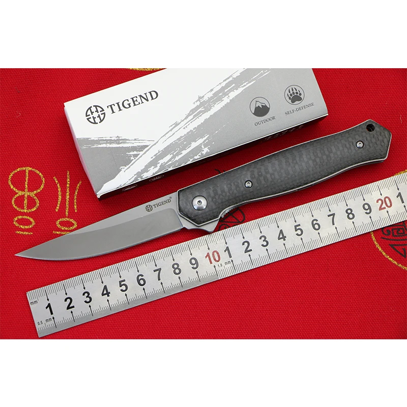 

LOVOCOO 1067 Flipper folding knife D2 blade G10 CF handle ball brearing hunting Outdoor camping pocket knives Gift EDC tools F95