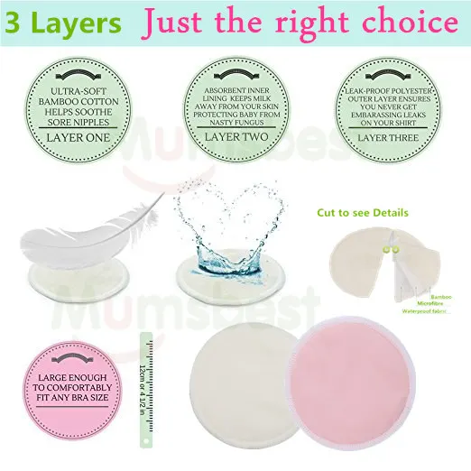 [Bomitoo] 14 Pcs Anti-Overflow Mums Breast feeding Baby Pads Wholesale Nursing Pads with Wash Bag Breathable Nursing Pad 