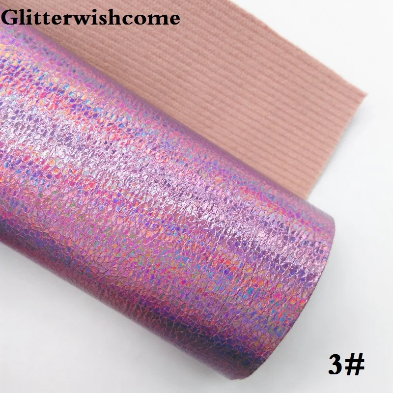 Glitterwishcome 21X29 см A4 размер винил для бантов Переливающаяся ткань, трещины искусственная кожа ткань винил для бантов, GM019A - Цвет: 3