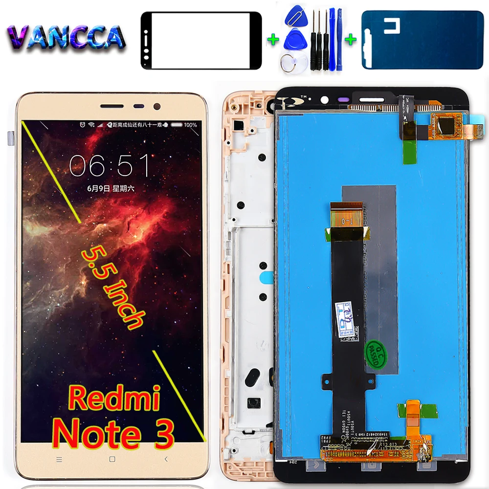 

VANCCA 5.5 inch Lcd Display For Xiaomi Redmi Note 3 150mm 1920*1080 Touch Screen Digitizer Assembly frame with Free Tools