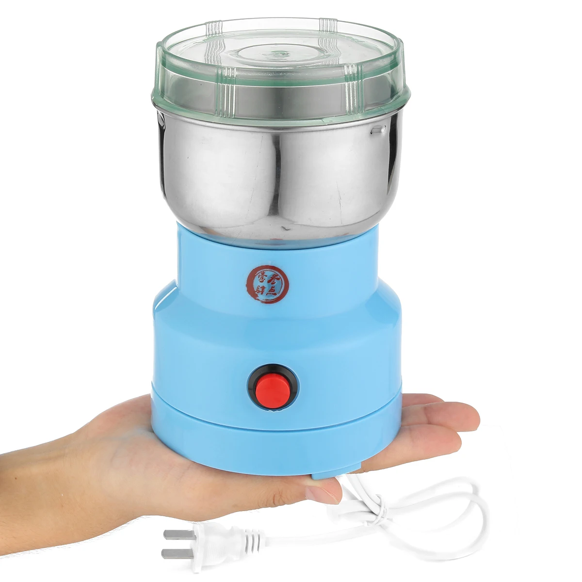 Electric Coffee Grinder Basic Retro Design in Vintage Blue with 150W of Power, 60g Capacity
