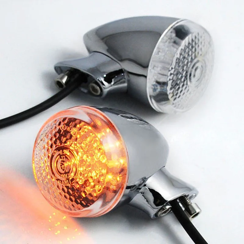 

MAYITR 2pcs 12V Bullet LED Turn Signal Light Blinker Amber LED light Clear Lens High Quality for Harley Cruiser Chopper Bobber